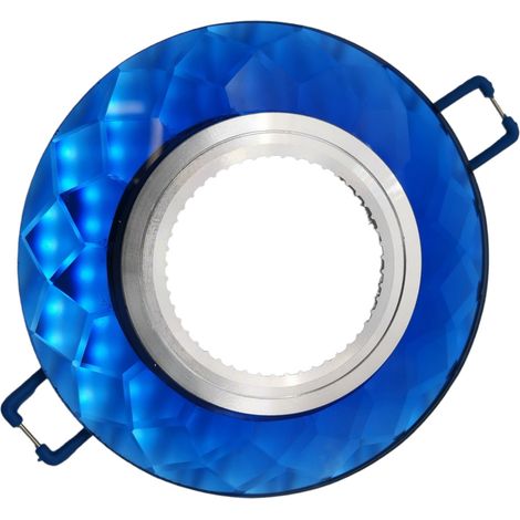 Portafaretto Tondo in Vetro taglio Diamante fisso da incasso cartongesso per lampadine GU10 Blu