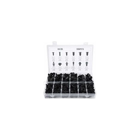 QORVA
-Clips Agrafe Rivets Fixation de Protection, 330Pcs 12 Tailles Assorties Carrosserie Poussée Rivet Garniture Clip,de
