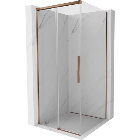 Mexen Rox Duschkabine Schiebetür 100 x 100 cm, transparent, Roségold - 8C2-100-100-60-00