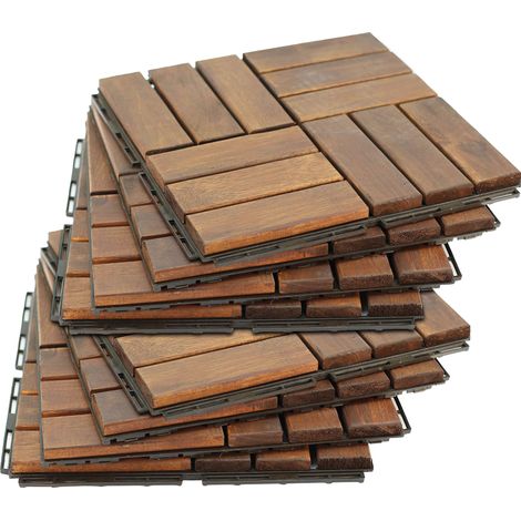 Lyva - Suelo de exterior con clip 30x30 cm 10 losetas para jard�n patio terraza en madera de acacia