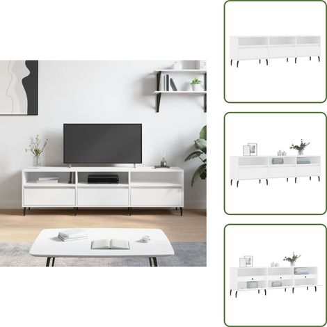 Meuble TV blanc 150x30x44,5 cm bois d'ingénierie - Meubles Tv - Meuble Tv - Buffet Tv - Banc Tv - Meuble Rangement (1/5)