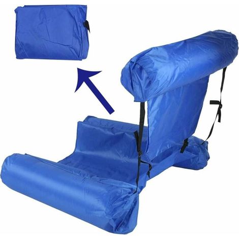 1 coussin flottant gonflable, 4 en 1 (hamac/chaise longue/canot/selle), avec dossier et accoudoirs gonflables, support jusqu'à 80 kg (1/5)
