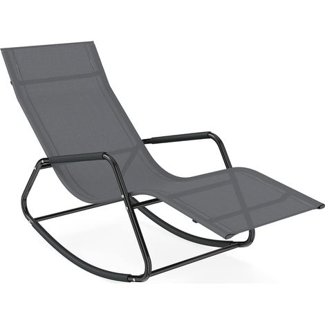 COSTWAY Sedia A Dondolo Da Esterno Lettino Prendisole Sdraio A Dondolo Poltrona Chaise Longue Ergonomico Sostegno Traspirante Costruzione Resistente Braccioli (1/5)