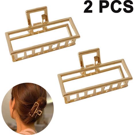 Lot de 2 pinces à cheveux en métal, antidérapantes, à mâchoire creuse pour une fixation optimale, résistantes et durables, style rétro, accessoires pour cheveux femmes et filles (1/5)