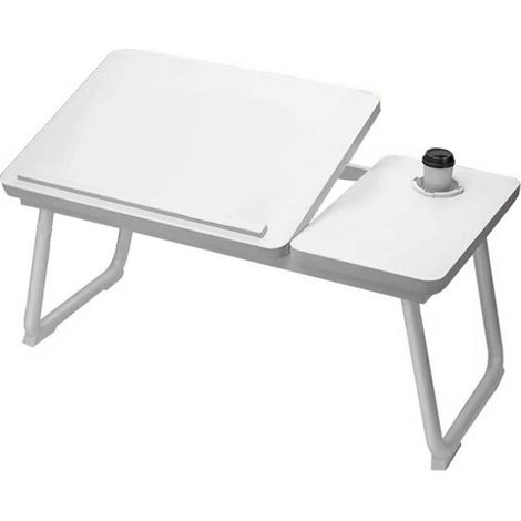 Table de lit pliante, bureau d\'étude multifonctionnel avec support de verre, ordinateur portable relevable pour la maison, le dortoir et le bureau (1/5)
