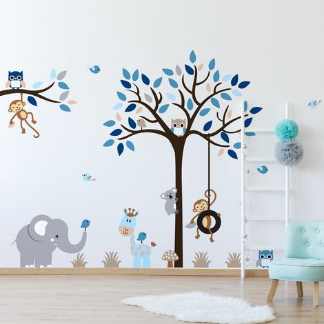 Stickers muraux Sticker Mural Autocollant - ANIMAUX ATTENDRISSANTS DANS LA JUNGLE - Stickers adhésifs - 60x80cm (1/5)