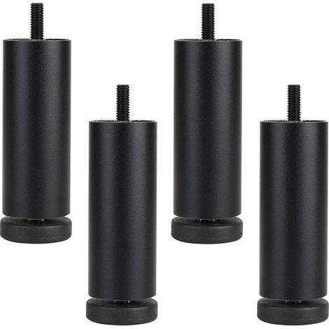 4-teilige Sofabeine aus Aluminium，Ersatz-Schrankbeine，Möbelbeine mit Gewinde，M8-Gewinde，Schwarz，15 cm (1/5)
