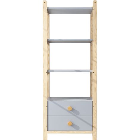 Libreria verticale con 2 cassetti, 4 ripiani, legno e blu, 70x44x180 cm, MODENUIT (1/5)