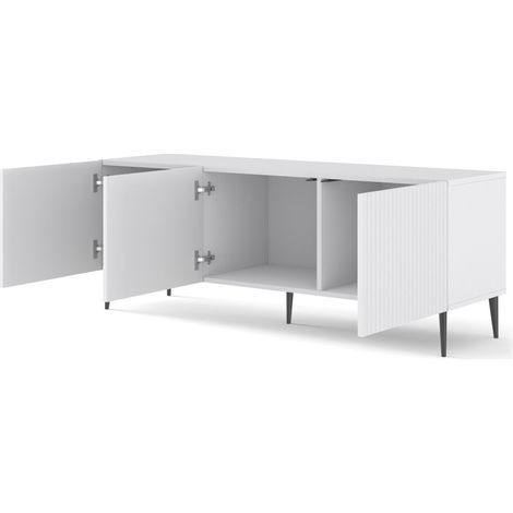 Meuble TV meuble Hi-fi sur pied Noir mat 150x42x58cm RAVI B FILET Pied Cadré or (1/2)