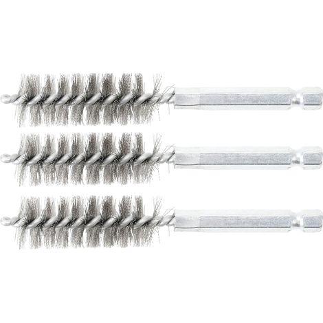 BGS 3078-16-S  Spazzola in acciaio  3 pezzi  16 mm  Attacco esagono esterno 6,3 mm (1/4")  Spazzole con fori  per BGS 3078