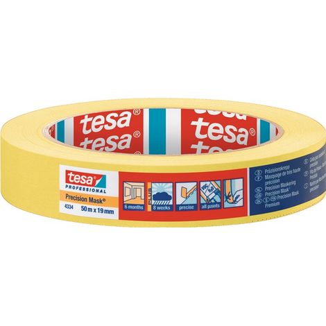 tesa PRECISION 04334-00000-00 Kreppband Präzisionskrepp® Gelb (L x B) 50 m x 19 mm 1 St.