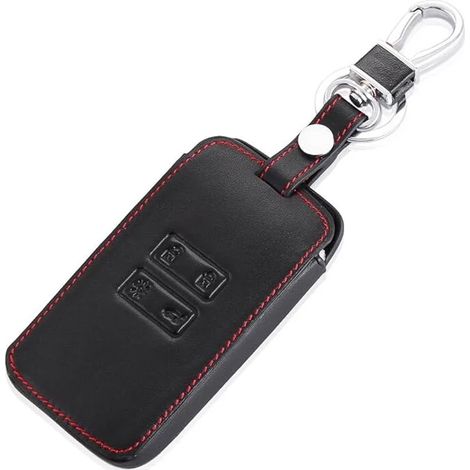 Etui Clé Voiture - Cuir Véritable - Compatible Renault Kadjar Koleos 2016 - 4 Boutons - Rouge - 1 Pièce (1/5)