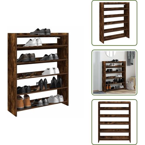Schuhregal Räuchereiche 80x25x100 cm Holzwerkstoff - Schuhregal - Schuhregale - Schuhschrank - Schuhe Aufbewahrung (1/5)