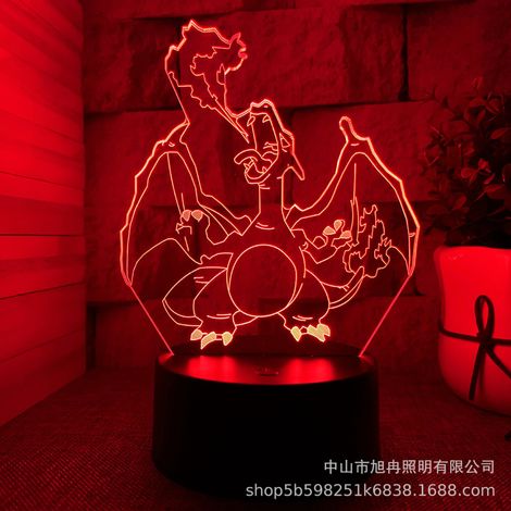 Lampe de chevet 3D Pokémon Anime USB avec télécommande tactile, cadeau créatif, GG Noir, 7 couleurs