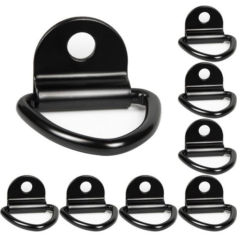 schwarze D-Ring-Zurrhaken mit Halterung für Kajaks, Boote, Kanus, Anhänger, Pickups, LKWs, Autos und Gartengeräte (1/5)
