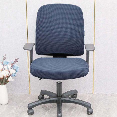 Housse de chaise en molleton de maïs, ensemble complet de housses de chaise pivotante à poulie de bureau, bleu marine