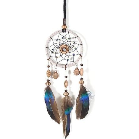 Attrape-rêves en plumes pour intérieur de voiture, pendentif pour rétroviseur, attrape-rêves en plumes, breloque de voiture, C (1/4)