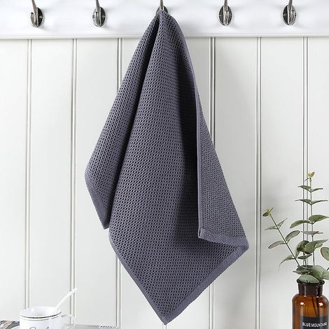 1 (gris, Tissage Gaufr) Crochets Non Inclus Essuie-mains En Microfibre Non Pelucheux,35 X 75 Cm, Lot De (1/5)