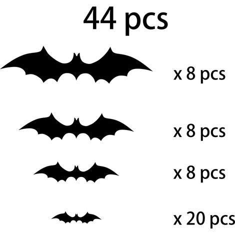 Chauves-souris Halloween - Décor Murale 3D En PVC - Pour Intérieur Fenêtre Porte - Lot De 44 55 Ou 88 Pièces (1/5)