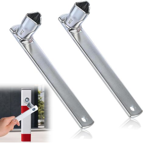 Lot de 2 clés triangulaires M12 pour poteaux de barrière : clé triangulaire universelle en acier inoxydable pour poteaux et armoires (1/5)