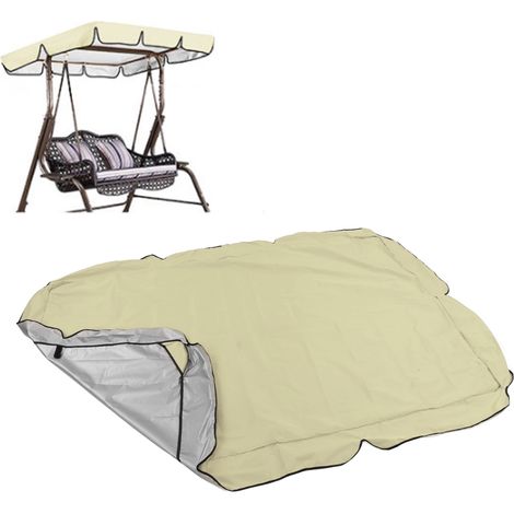 Funda para columpio de jardín, fabricada en tejido Oxford 210D con revestimiento plateado, impermeable, resistente al frío y antirreflejos, para columpios de parque, 195 x 125 x 15 cm, color beige. (1/5)