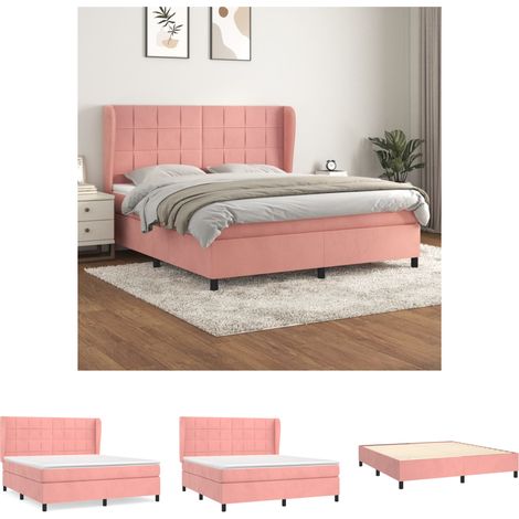 Bettgestell mit Matratze,Betten für Erwachsene,Boxspringbett,Schlafzimmerbett Rosa 180x200 cm Samt -Maison 74051 (1/5)