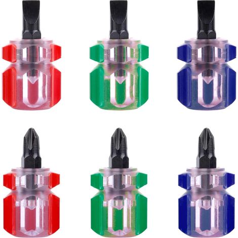 6pcs Tournevis Courts, Tête Plate (1/5)