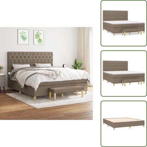Sommier à lattes de lit avec matelas Taupe 160x200 cm Tissu - Lit Plateforme - Lit Double - Matelas À Ressorts Ensachés - Literie Taupe - Meuble Chambre (1/5)