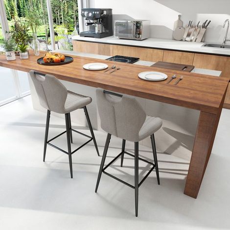 WAFTING Lot de 2 Tabourets de bar Pivotant, Hauteur d'Assise 75cm, Chaise de Bar avec Dossier et Repose-Pieds, Gris Moka (1/5)