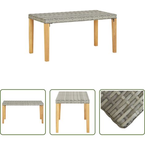 vidaXL Akazienholz - Gartenbank 120 cm Grau Poly Rattan und Massivholz Akazie (1/5)