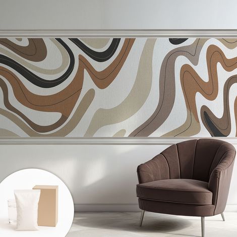 Papier peint intissé décoratif avec motifs pour salon et chambre a motif - Colle incluse gratuite Vagues harmonieuses 250x104 cm (1/5)