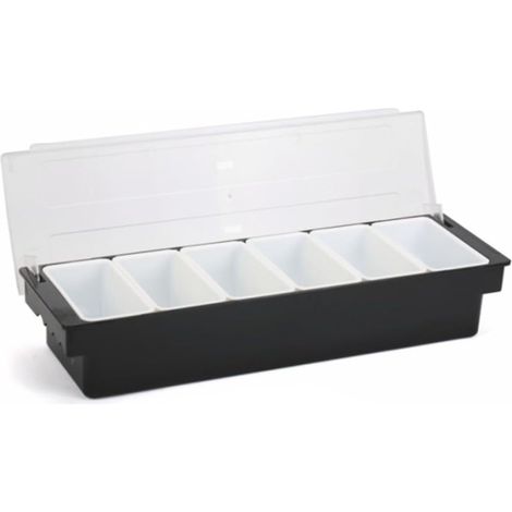 1 Récipient à condiments, 3 compartiments amovibles, couvercle à charnière, plastique alimentaire, pour cuisine et restaurant (1/5)