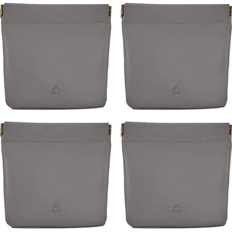 Ensemble de 4 pochettes pour écouteurs en similicuir avec fermeture à ressort, gris (1/4)