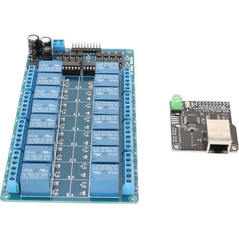 Module Relais 16 Canaux 5V avec Contrôleur Ethernet, Serveur Web RJ45 pour Domotique et Automatisation Intelligente (1/5)
