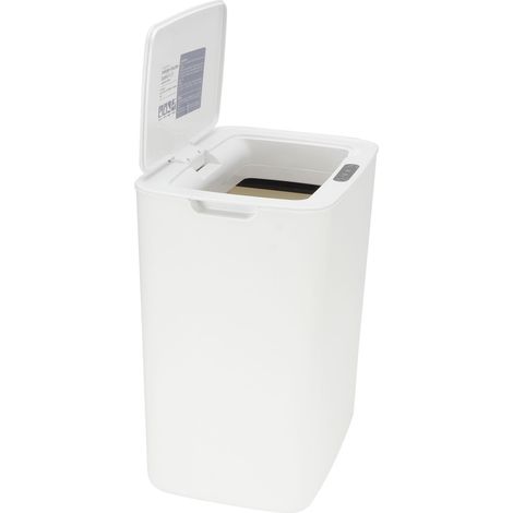 Poubelle intelligente 14 L, entièrement automatique, à capteur infrarouge (0,5 seconde), idéale pour la cuisine, la chambre ou le salon, avec panneau de batterie blanc. (1/5)