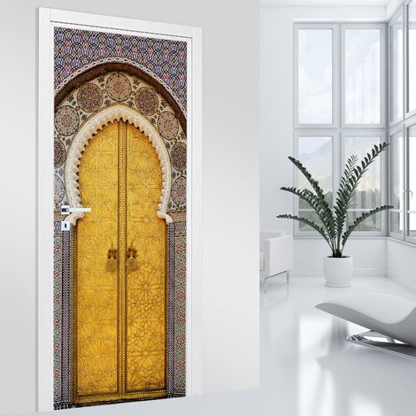 Stickers pour porte - Porte Orientale - 63 x 205 cm - Adhésif + Protection MATE (1/2)