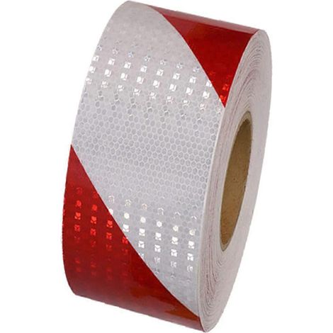 Ruban réfléchissant autocollant, ruban de signalisation réfléchissant, ruban adhésif réfléchissant de signalisation, 25 m x 5 cm, rouge (1/5)