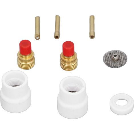 Kit de 12 pièces pour poste TIG : lentille à gaz, buse en céramique, porte-électrode biseauté court, connecteur à mailles, couvercle avant en PTFE pour WP 9 20 25 (1/5)