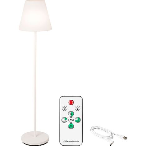 Lámpara de pie color blanco para exteior y interior recargable con mando a distancia 150cm 894460 (1/3)