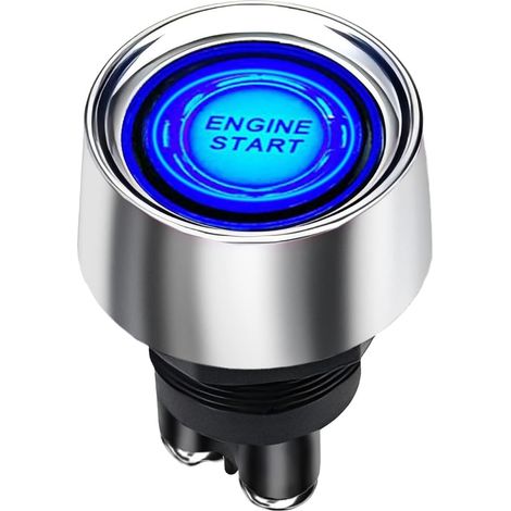 Startschalter, 12 V DC, 50 A, blau, Auto-Start-Motor-Knopf, Stater, Jtron Druckknopf, Lichtschalter, Push-Start-Zündschalter für Rennen, SPST (Ein) – Aus, kurzzeitig (blau)