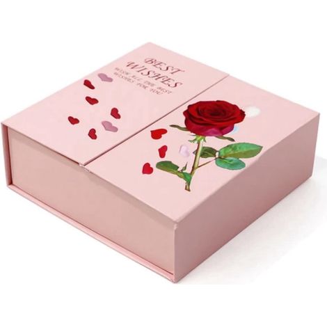 Coffret cadeau Saint-Valentin - Cadeau Saint-Valentin pour votre copine - Surprise florale créative - 11 roses en forme de cœur - Boîte pour collier ou bague - Coffret spécialement conçu + sac cadeau (1/4)