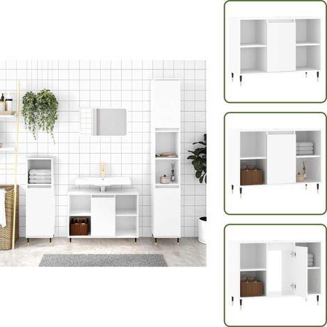 Armoire de salle de bain blanc brillant 80x33x60 cm - Meuble De Salle De Bain - Armoire De Salle De Bain - Rangement Salle De Bain - Commode Salle De Bain - Mobilier Salle De Bain