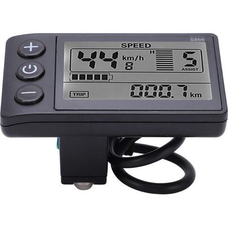 Vélo électrique LCD, Vélo électrique S866 Affichage LCD Compteur 24V 36V 48V Panneau de Commande avec Prise étanche Kit de Contrôleur de Vitesse de Moteur sans Balai (1/5)