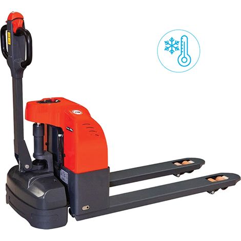 Transpalette électrique grand froid - Ergonomique, compact et puissant - Batterie gel - Fourches standards - Capacité 1,5 tonnes - SEPT15W-GF