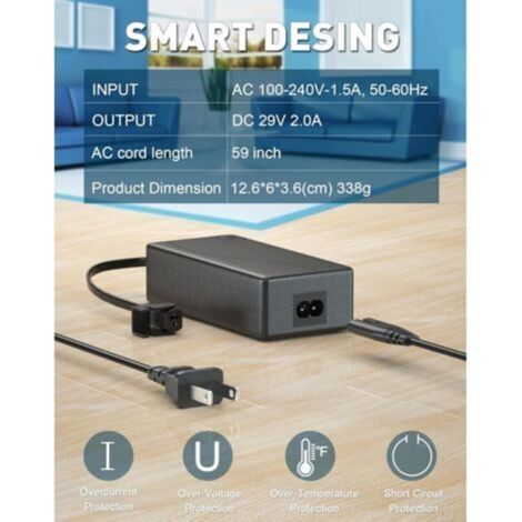 Alimentation pour fauteuil inclinable électrique, transformateur d'alimentation à découpage AC/DC, adaptateur 2 broches 29V/24V 2A, convient aux fauteuils inclinables électriques. (1/3)