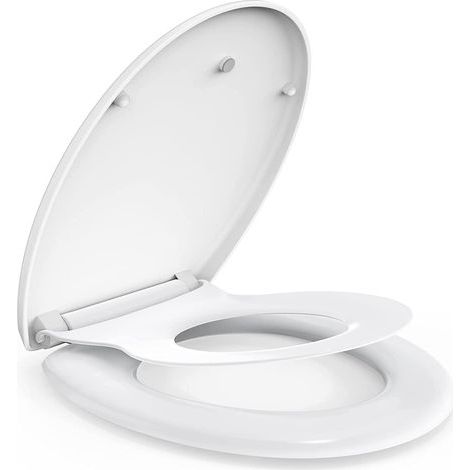 Abattant Wc Familial, Lunette De Toilette Avec Siège Enfant Magnétique, Frein De Chute Et Charnière Réglable, Abattant Wc En Forme De O, Siège De Toilette Familial Pour Enfant Et Adulte (1/5)