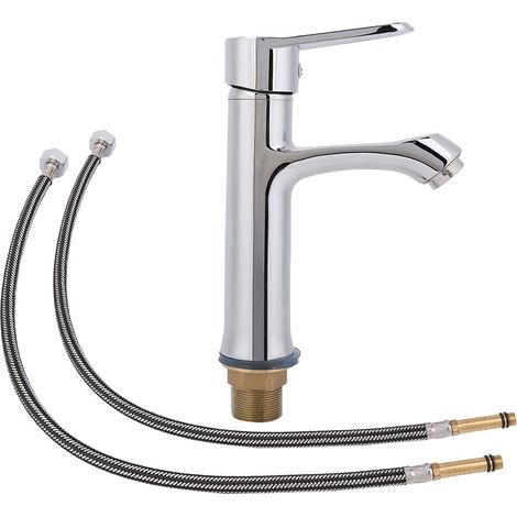 Robinet lavabo salle de bain G1/2", mitigeur eau chaude froide, robinetterie simple trou pour évier, accessoire maison. (1/5)