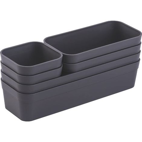 jeu d’organiseurs de tiroirs, boîte de rangement, système de séparation unique, réglable, anthracite (1/5)