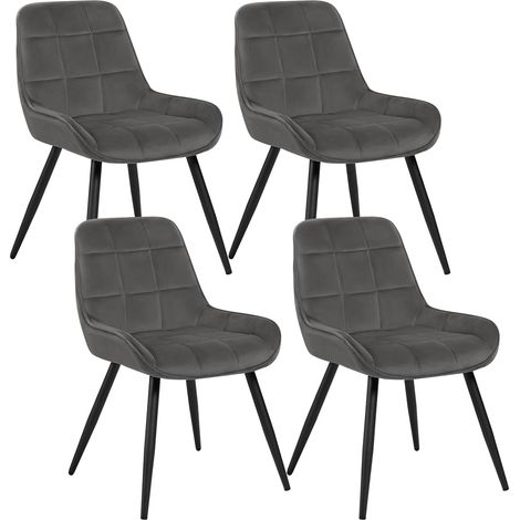 WOLTU set of 4 Dining Chairs. Relaxing Chairs Velvet. Chairs for Bedroom. Living Room. Dining Room and Kitchen. Ergonomic Chairs with Backrest. Dark Grey (1/5)