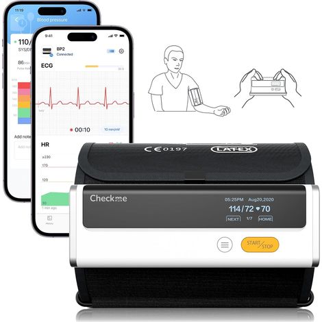 Tensiometre Bras avec ECG et Analyse du Rapport ECG, Mesure Automatique 30S, Tensiomètre avec APP pour Android (1/5)